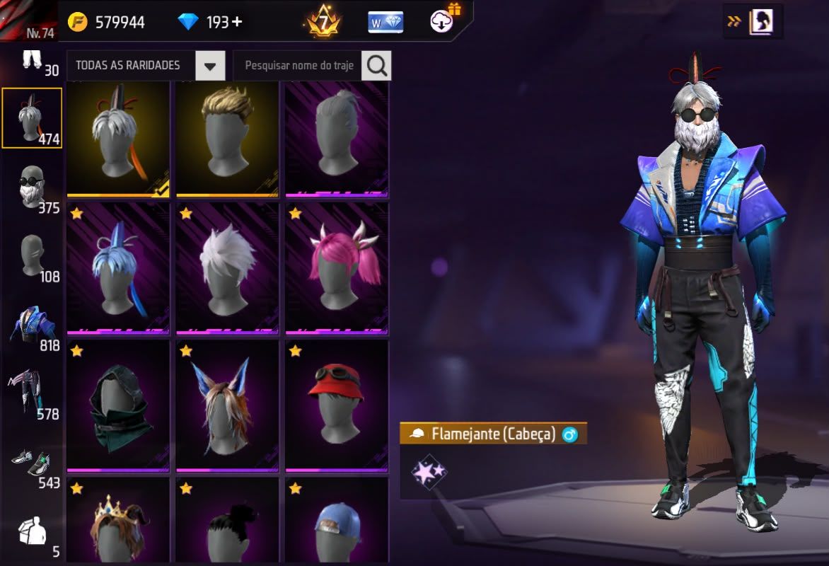 Conta Free Fire Gemada com 8 Angelicais 8 Evolutivas 5 Punhos 800+ Peitorais