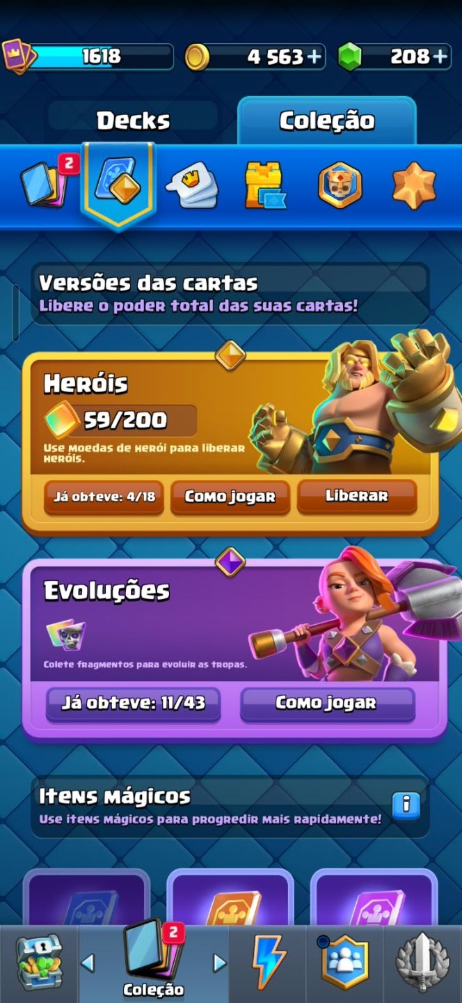 Conta Clash royale - 11.5k+ de trofeus - +11 evos - 4 heróis e mais!!