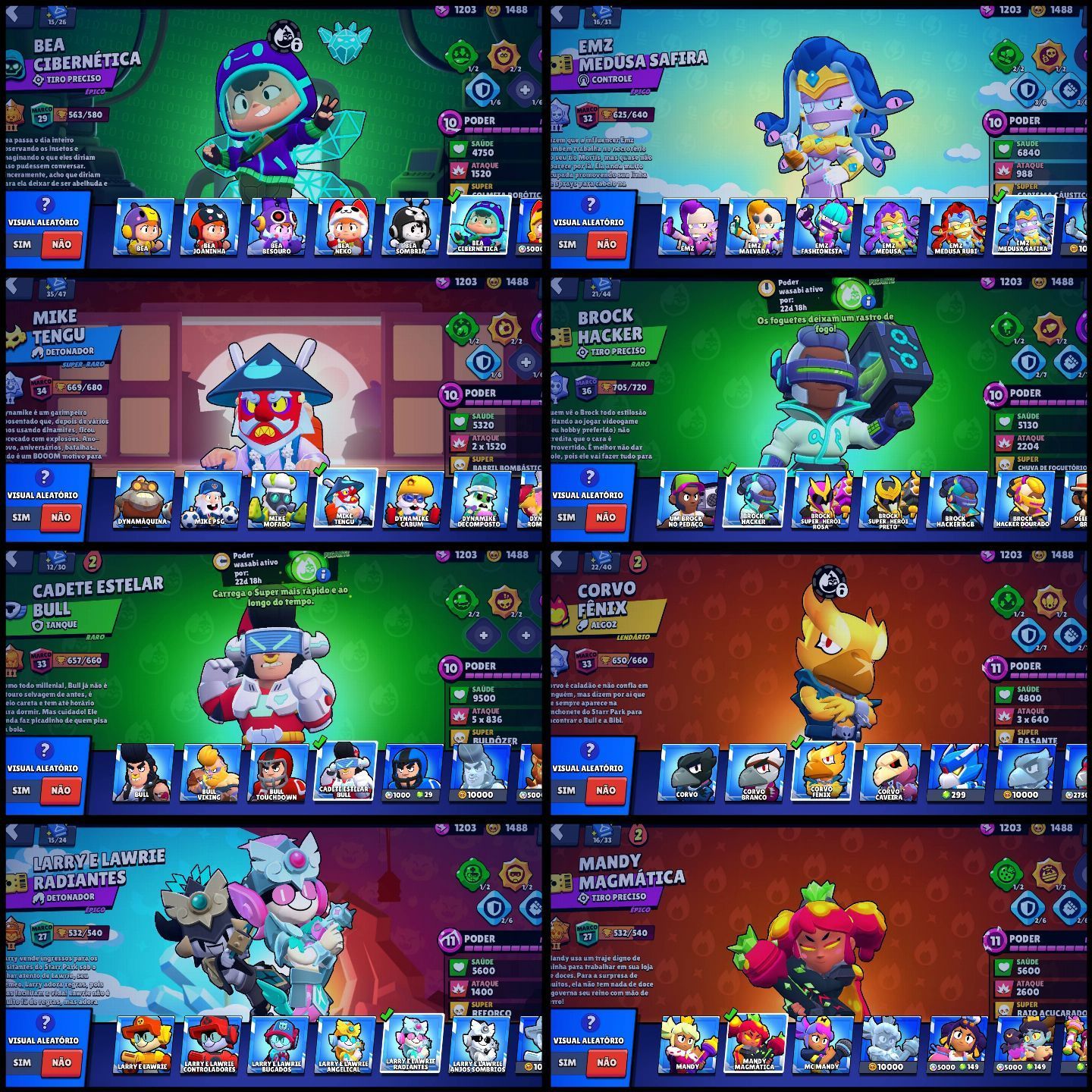 Conta de 2019 com 463 Skins / 5 Pro Pass (Colt / Dinamyke / Leon, Corvo e Brock)