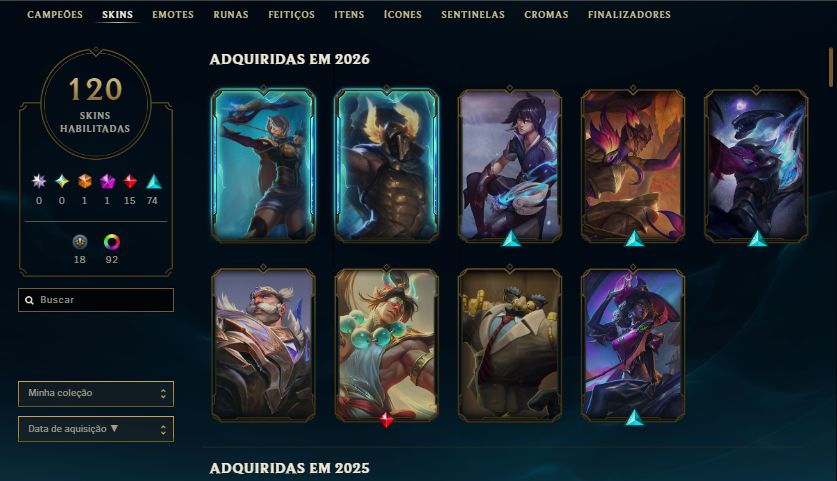 Conta League of Legends Nível 348 | 120 Skins | Ouro 4 | Ótimo Custo-Benefício