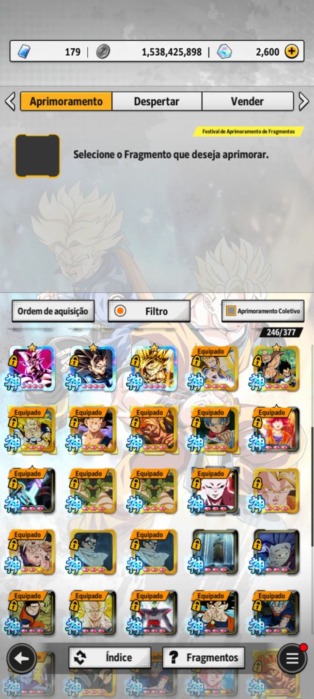 Conta de DB Legend com vários Ultras,LF,LR e equipamentos Godlys... Nível 320!!!