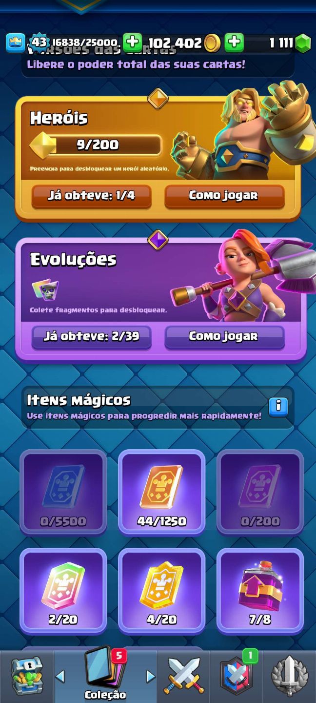 Conta de Clash Royale com 8 anos, +1100 gemas para troca de nome.