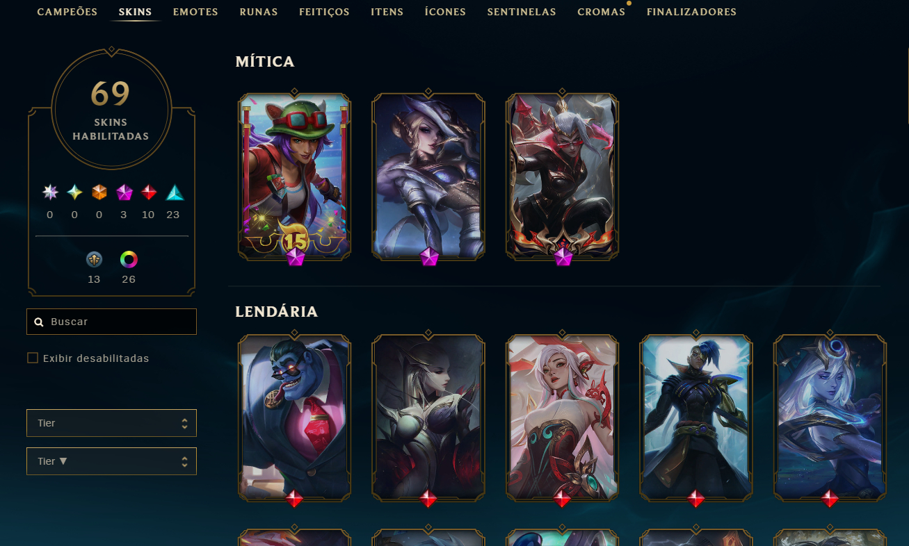 Conta com 69 skins excelente pra upar