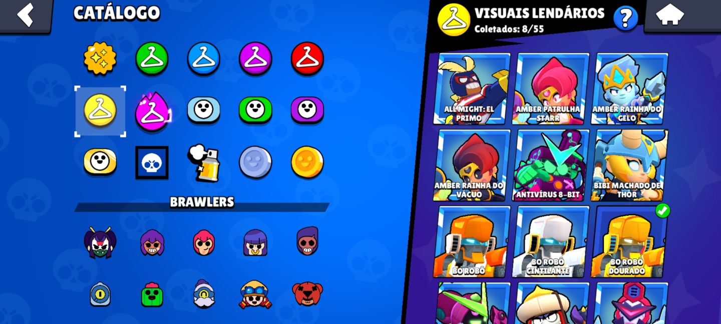 CONTA BRAWL STARS RARA DE 2019 68K TR 106/106 BRAWLERS 446 SKINS 60 HIPER