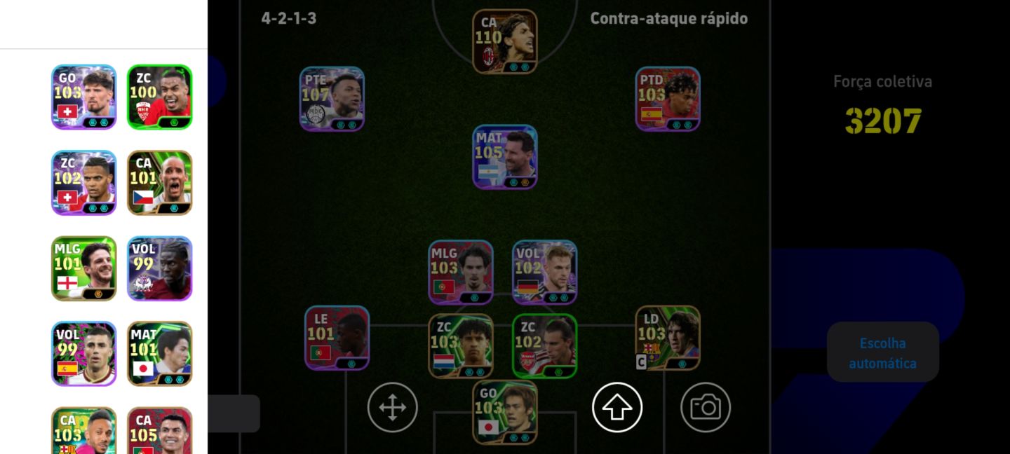Conta com +3200 força, Ibra bigtime 110, Messi showtime 105, mbappe showtime 107