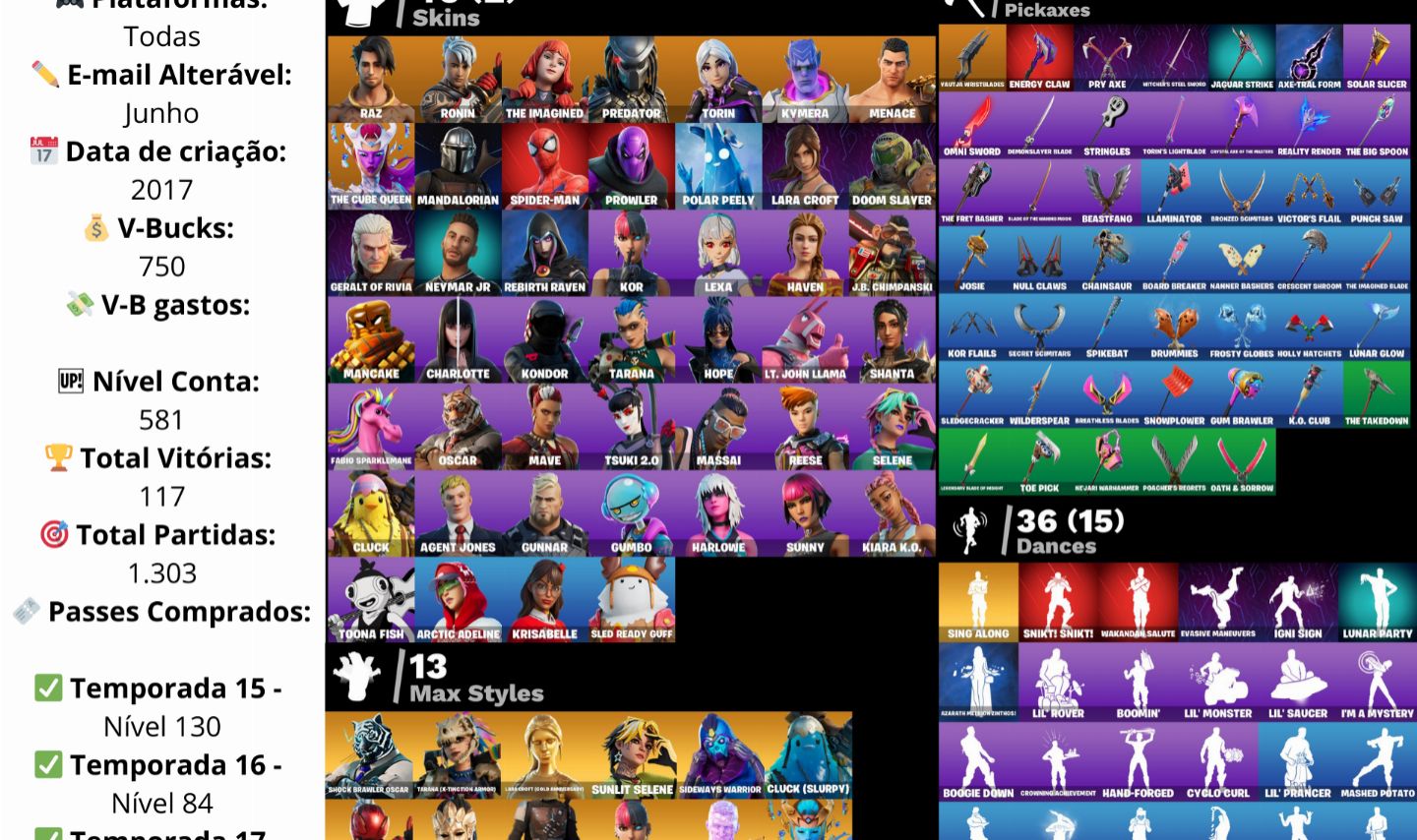 FORTNITE - CONTAS COM SKIN DO INVENCÍVEL!! (SEM RISCO DE RECUPERAÇÃO)