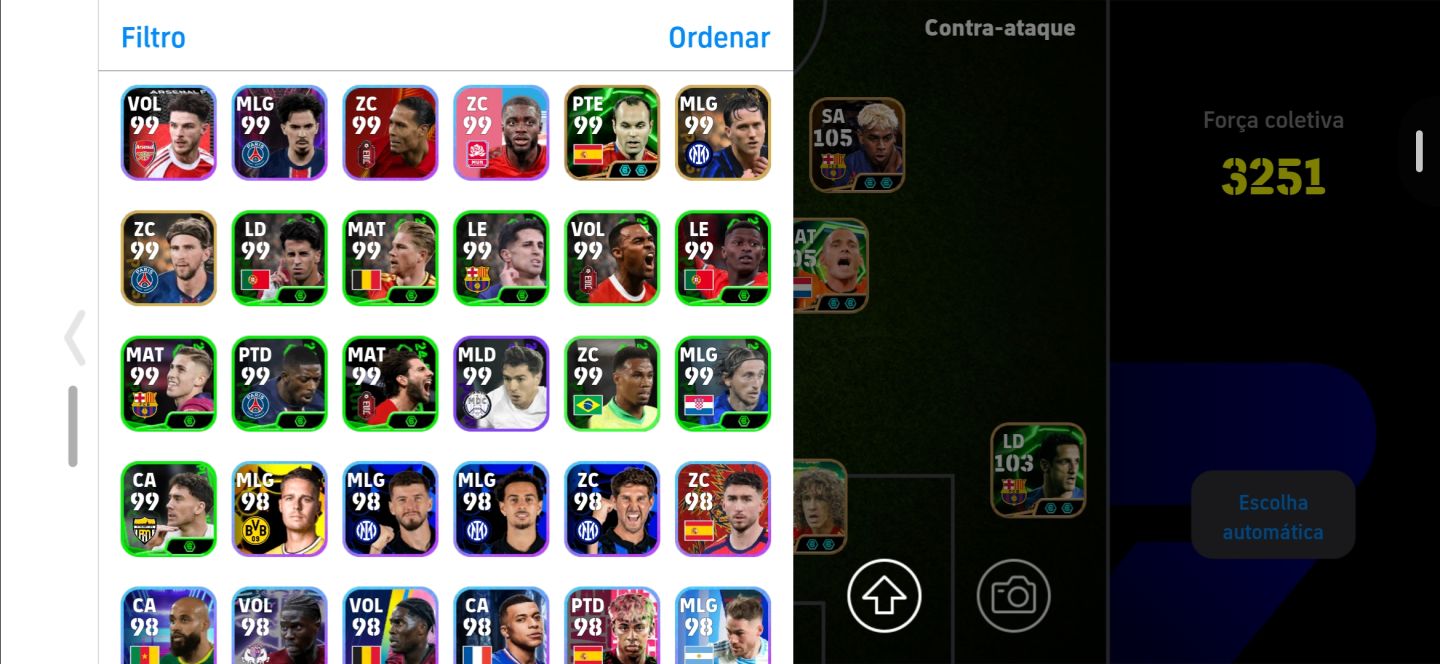 CONTA EFOOTBALL COM 3251 DE FORÇA NEYMAR 106+ADRIANO 106+SNEIJDER 106+PUYOL 108