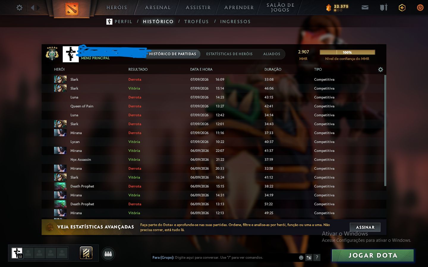 Conta dota 2 - 3k mmr/7k behavior