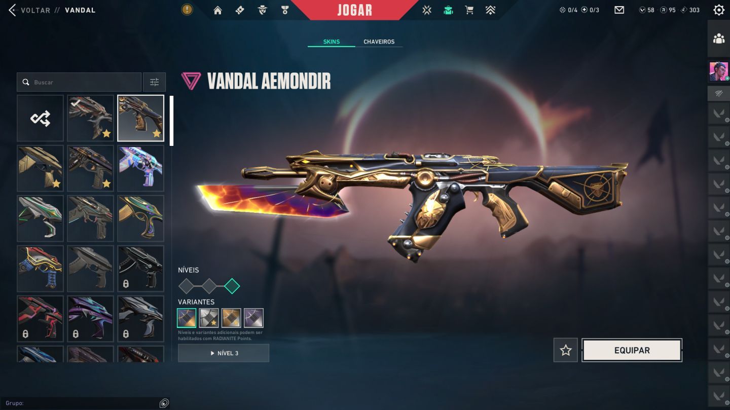 CONTA VALORANT COM 16 SKINS(Não contando de passe)