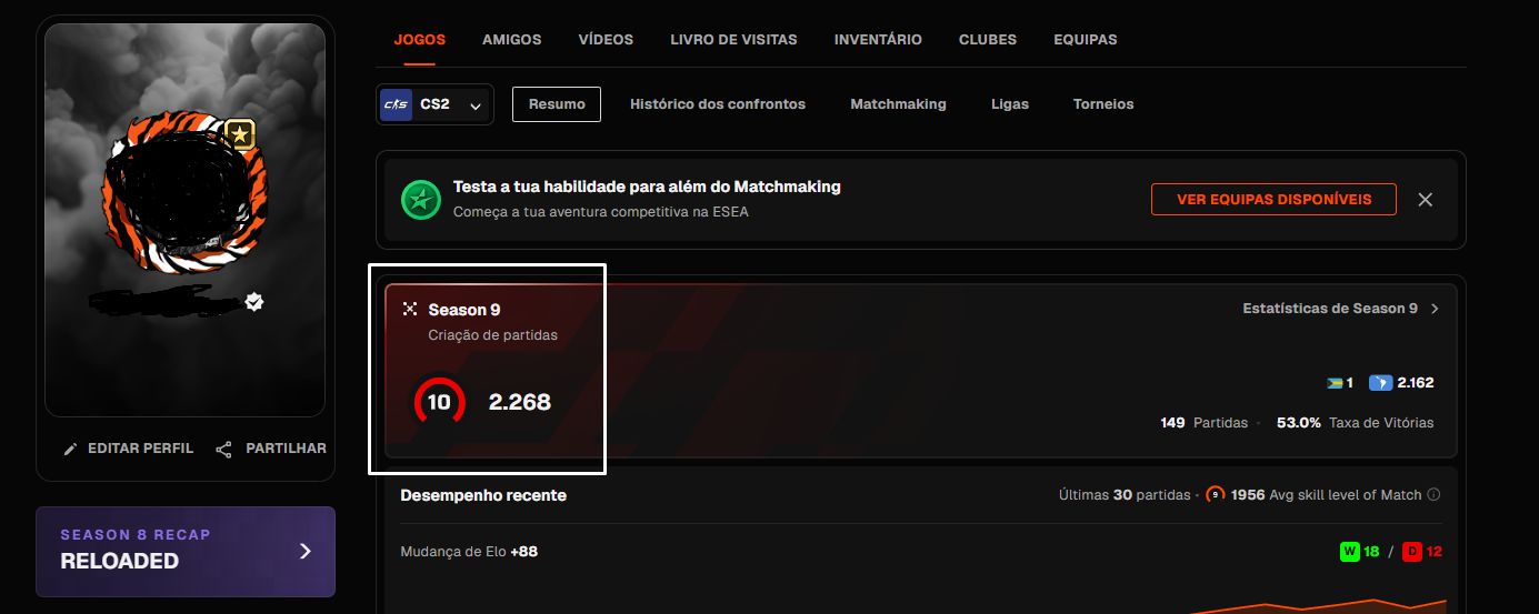 Conta Steam level razoavelmente alto focada em FACEIT com alguns jogos.