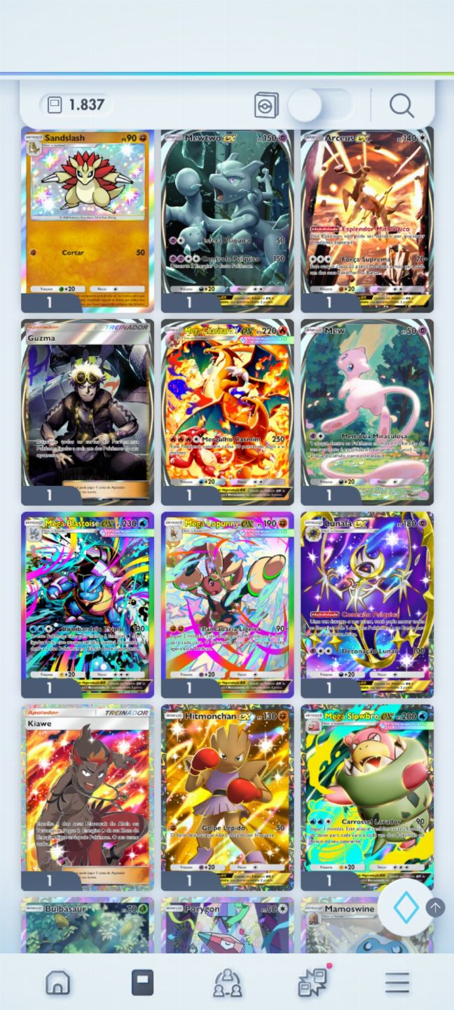 Conta com lunala ex dourada e muitas cartas ex e decks