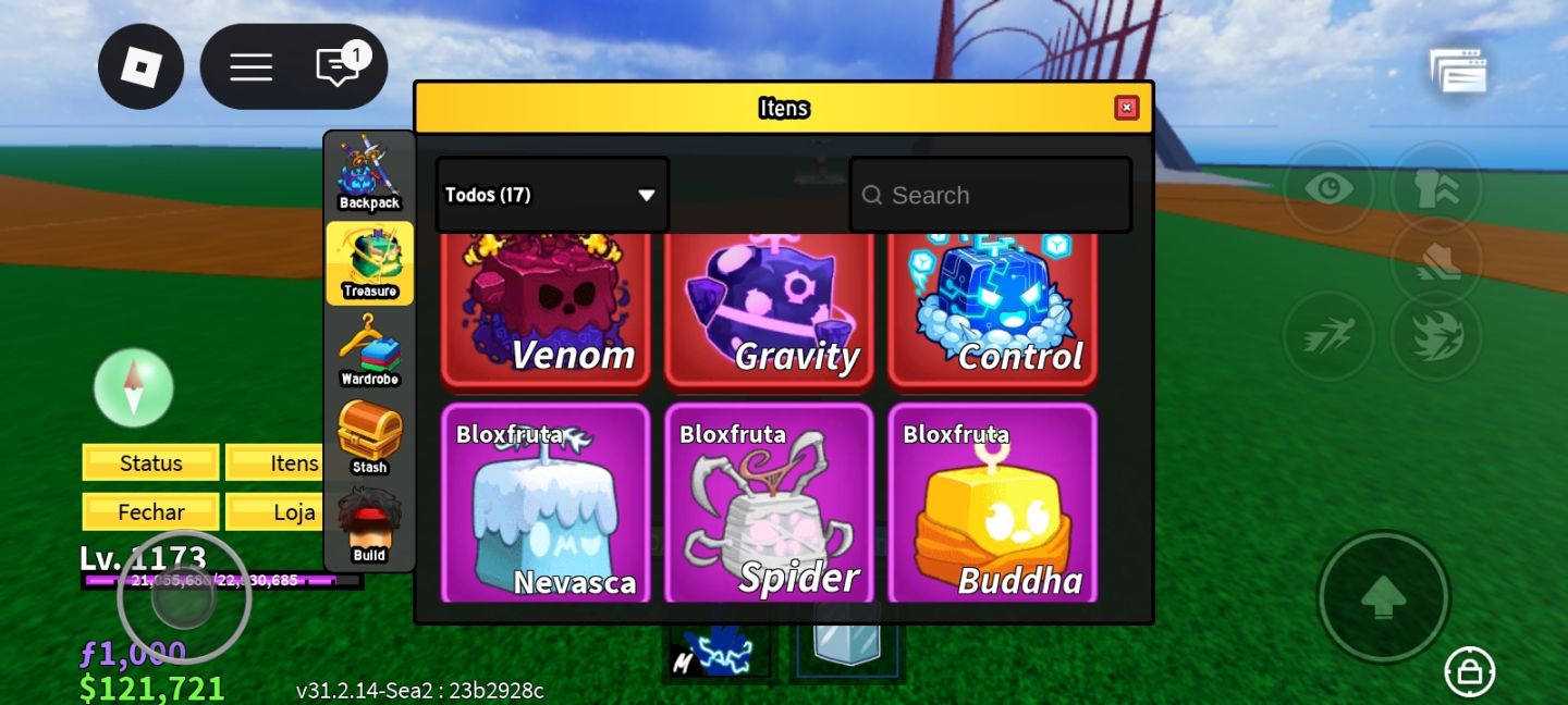 CONTA BLOX FRUITS LV 1173 (SEA 2) + VENOM, CONTROL, BUDDHA, RUMBLE, BLIZZARD