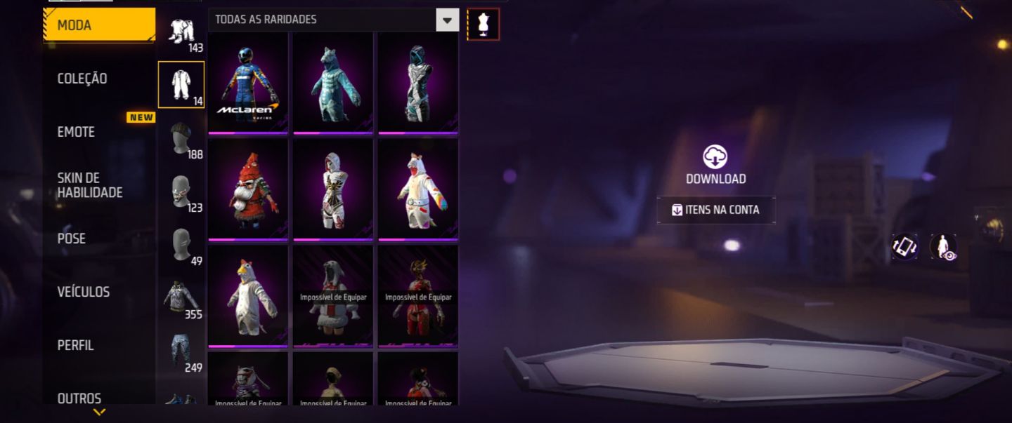 CONTA FREE FIRE UPADA COM BASTANTE SKIN