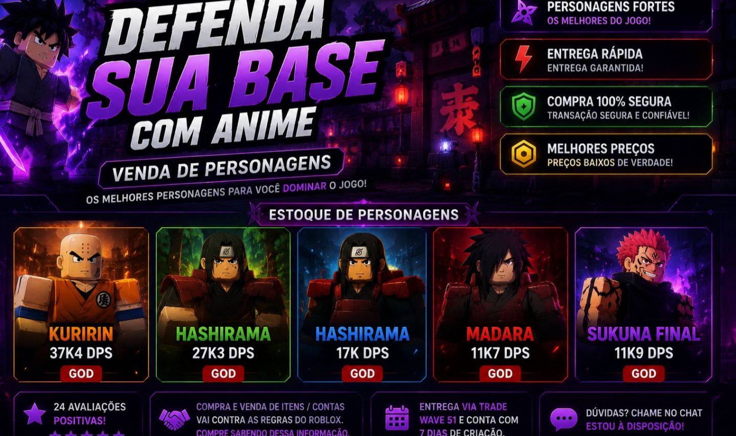 Defenda Sua Base com Anime Personagens (Melhores Preços)