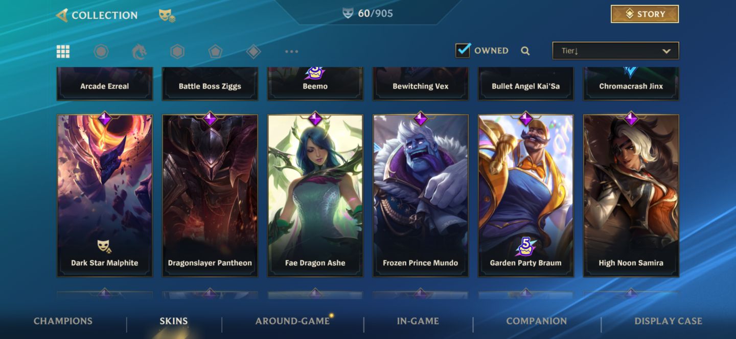 Conta Wild Rift Diamante com 60 Skins