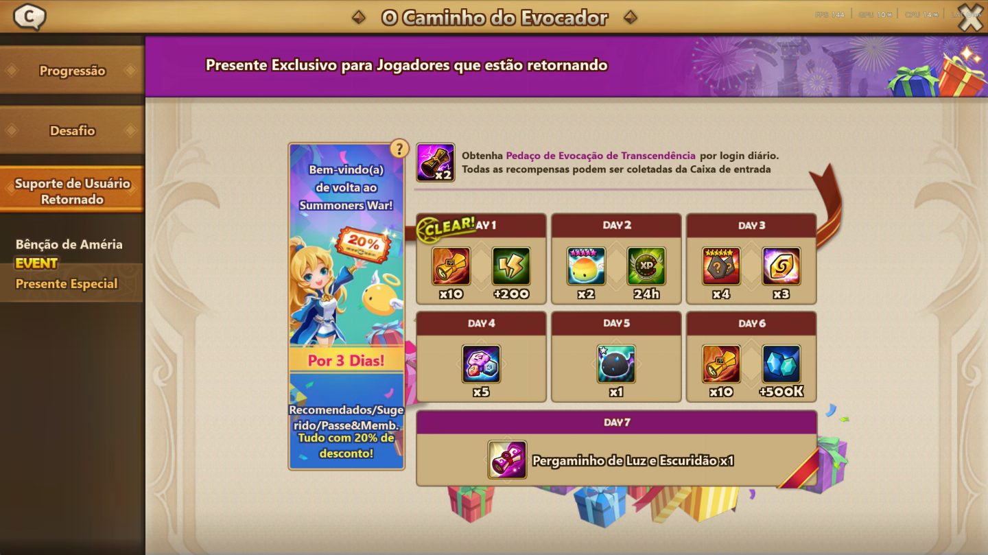 CONTA SUMMONERS WAR COM LD NAT5 (ELUDIA) + BÊNÇÃO ATIVA +7 DIAS | OPORTUNIDADE
