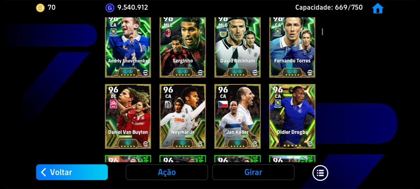 Conta efootbal endereço game recheada de cartas epicas