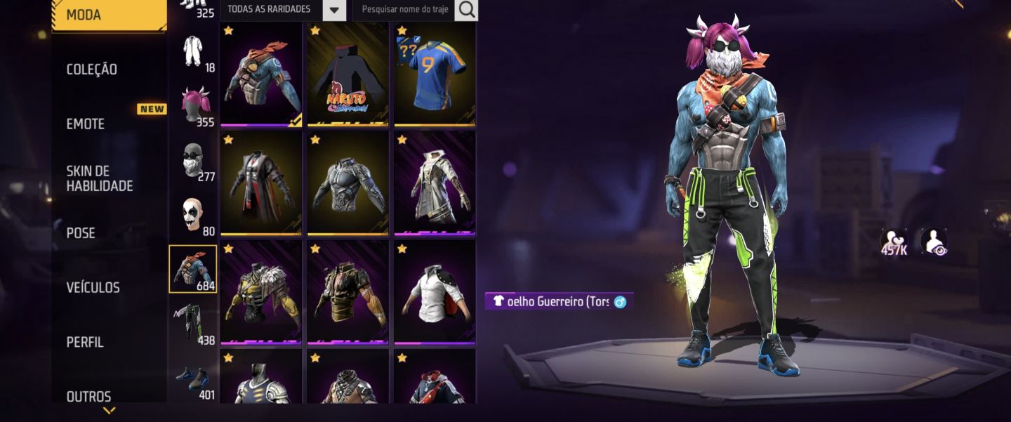 Conta free fire skin sombra boral, skins armas evolutivas