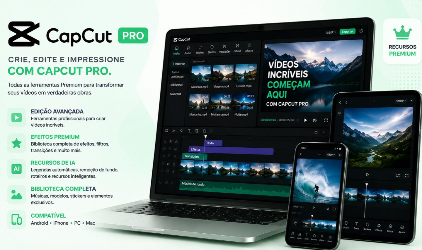 CAPCUT PRO - 7 ou 30 DIAS - INDIVIDUAL