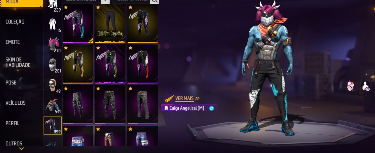 CONTA FREE FIRE MASCULINA RARA COELHAO TOP CRIMINAL E ANGELICAIS