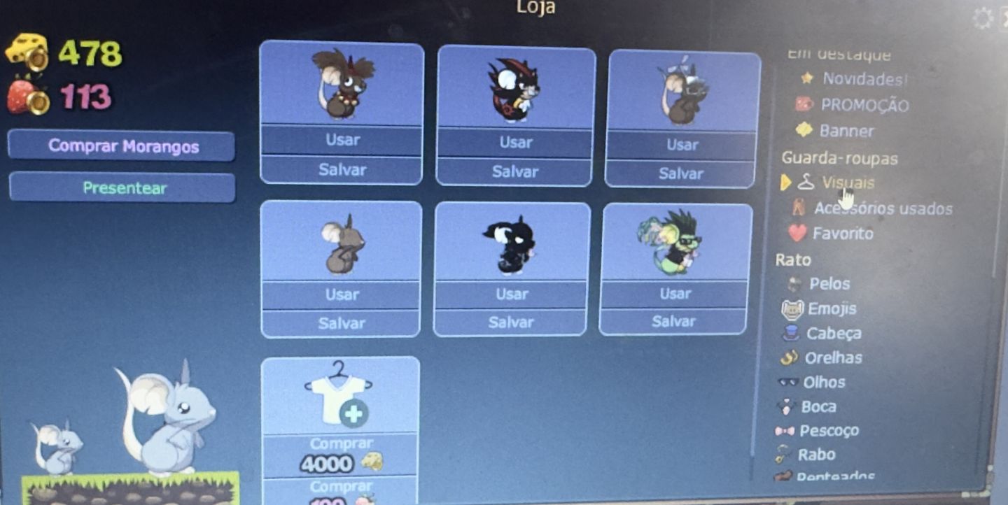 Conta mice disponível com vários pelos