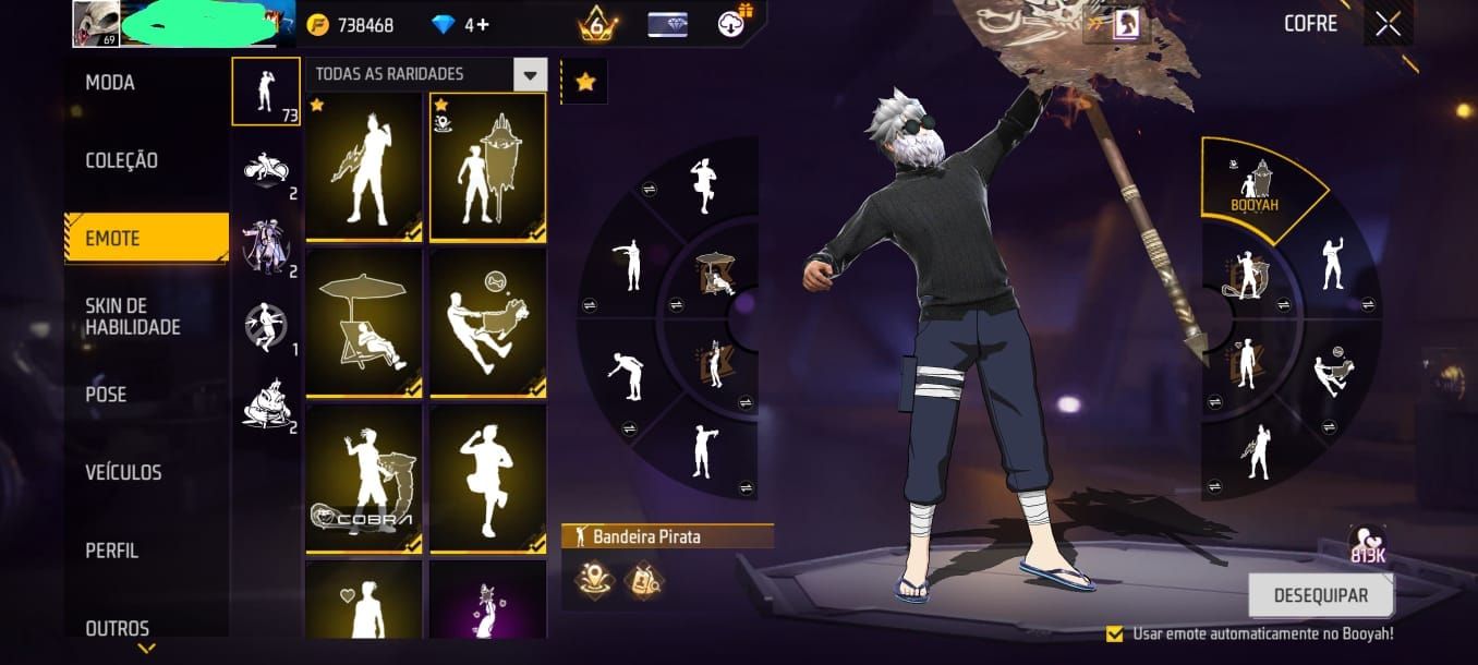 Conta Free Fire Top | Barbinha, Sombra Roxa, Bandeirão | SCAR Evolutiva Nv Max