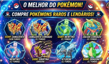Zamazenta,Zacian ambos Corados,Mewto Shiny com fundo entre outros