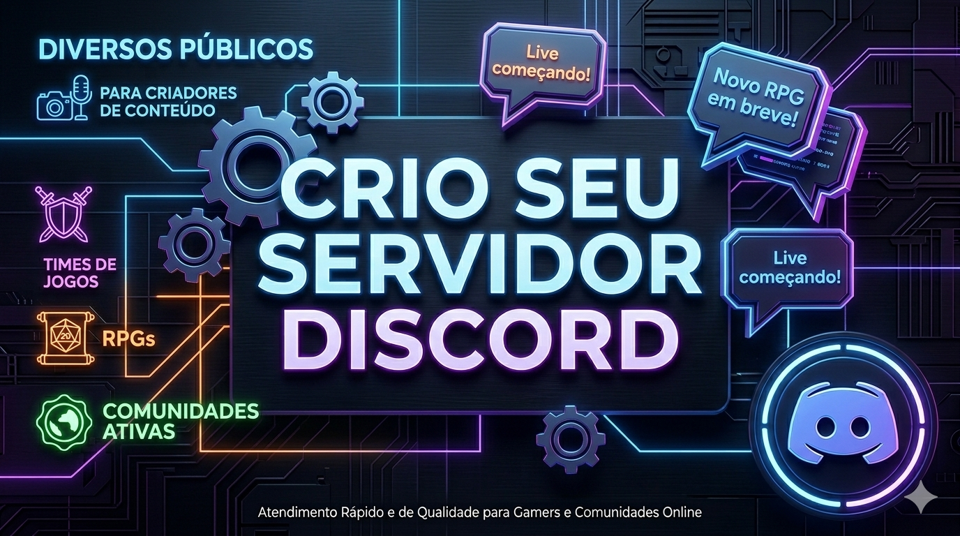 CRIO SERVIDORES DO DISCORD PERSONALIZADOS COM A MELHOR QUALIDADE DA PLATAFORMA