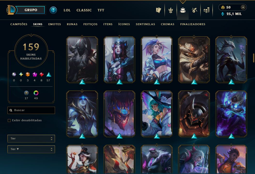 Conta Nv 334//Diamante II // Full champions//160 Skins //Criada em 2013