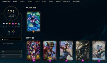 Conta LoL com 11 anos de criação, 471 skins, conta de procedência