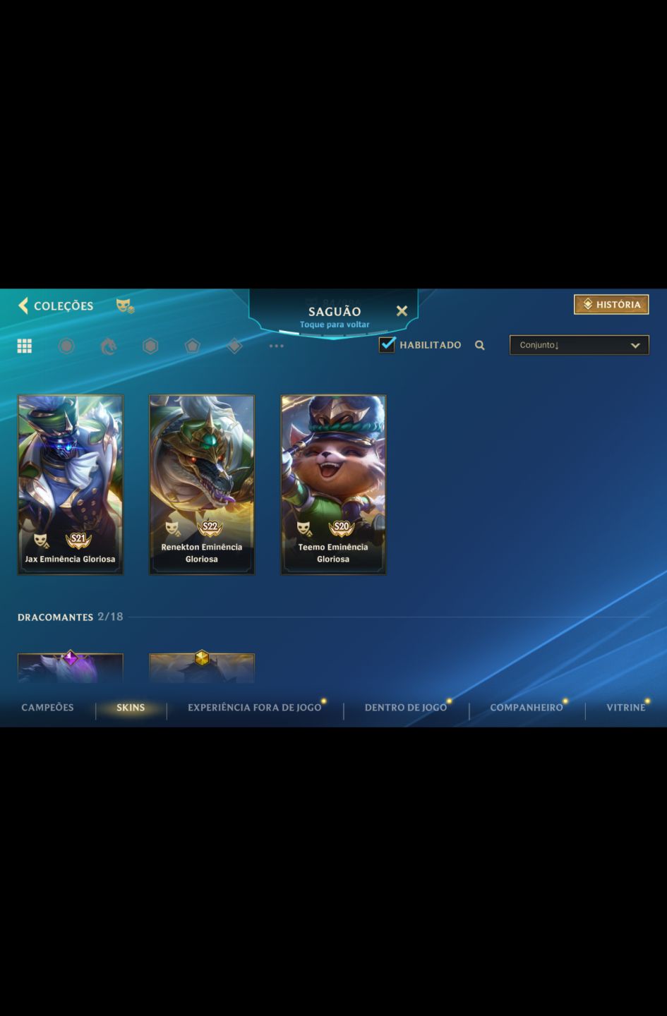 Conta com bom gasto e nova skin prestígio Vlad, Syndra e Morgana