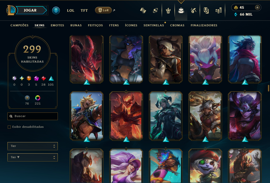 CONTA ESMERALDA, DIAMANTE ULTIMA TEMP. EX-MESTRE, 299 SKINS, PRESTIGIOS/ULTIMATE