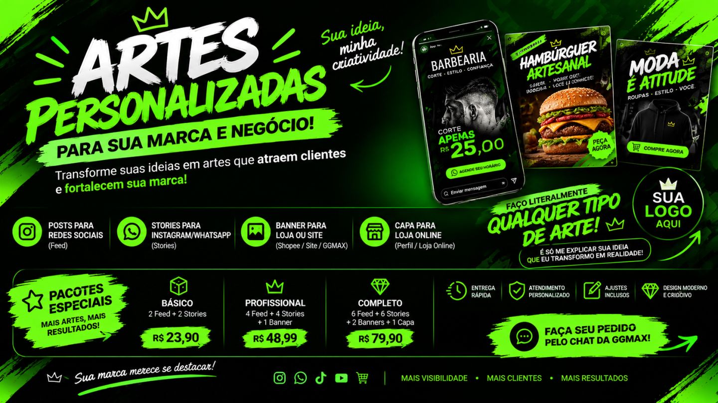 ARTES PERSONALIZADAS PARA SUA MARCA E NEGÓCIO!
