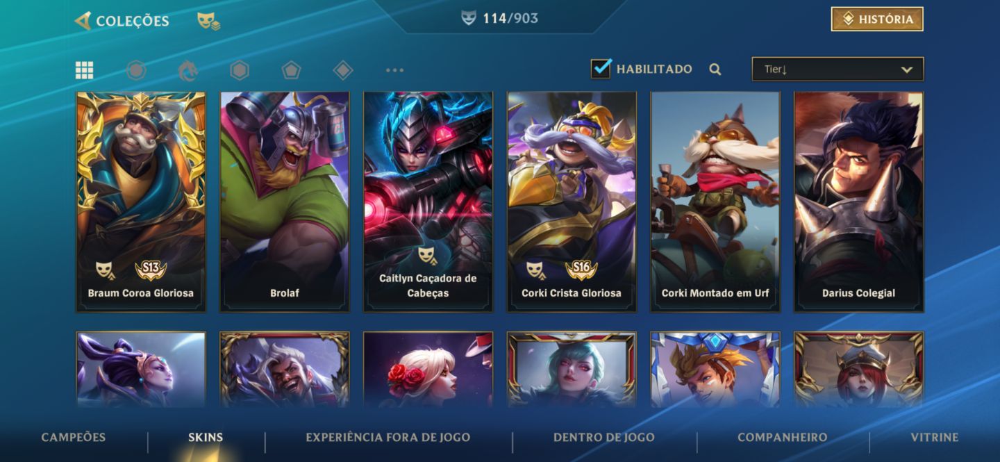 Conta Wild Rift ex desafiante com 114 skins, main adc