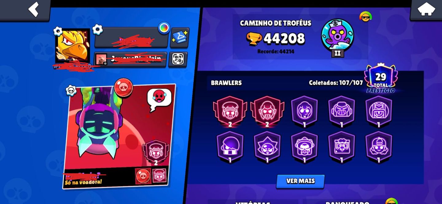 Conta de Brawl Stars INSANA! (2021, full brawlers e skins rarissimas)