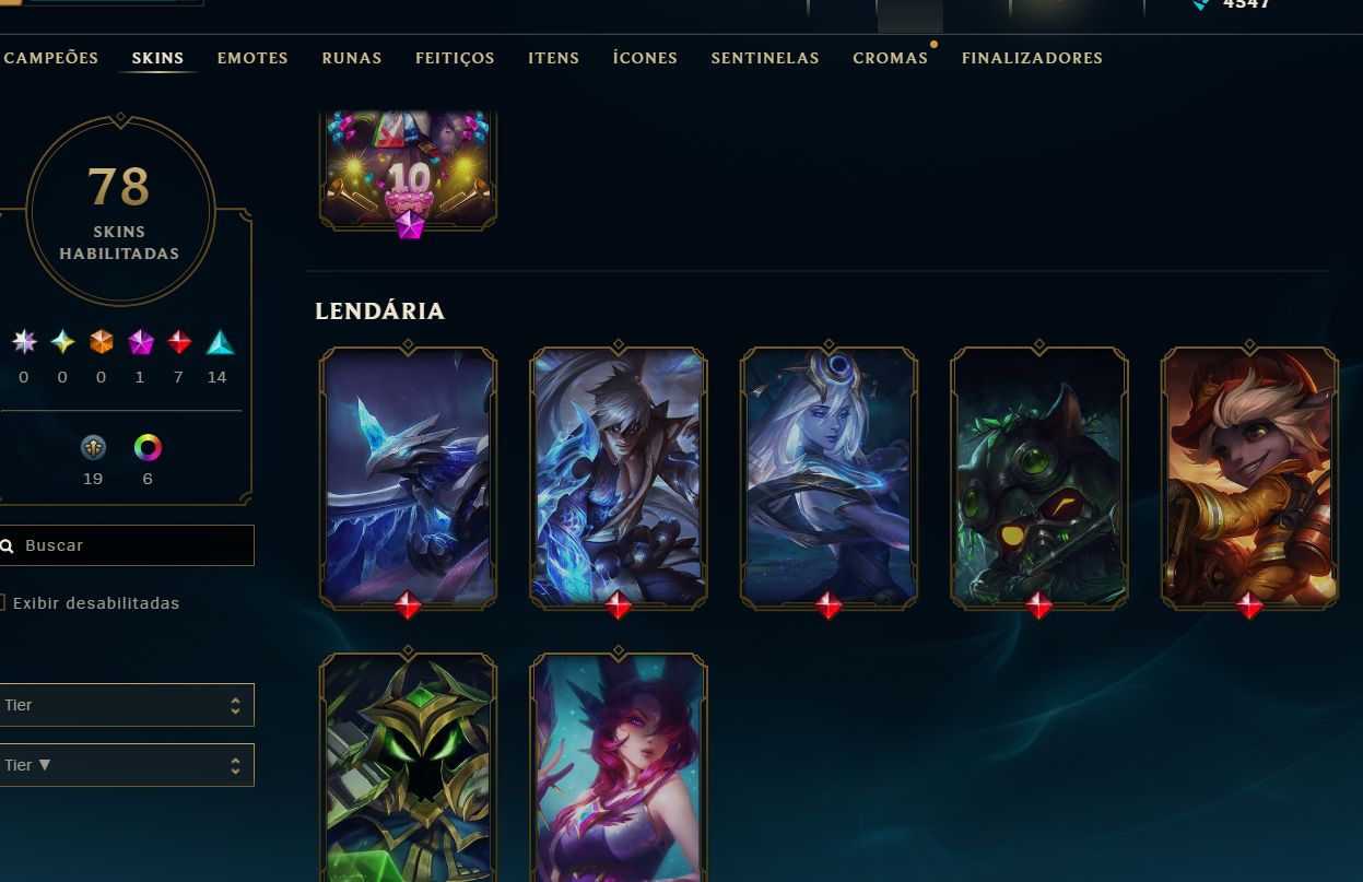 Conta lol de 2015 UNICODONO | Ouro 3 | 19 skin legado 1 Skin mítica, 7 lendárias