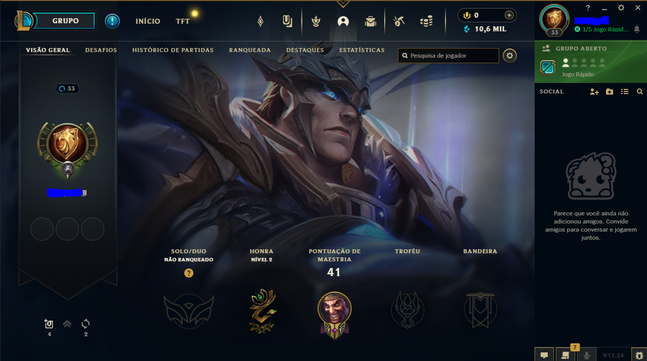 Conta lol Unranked level 33