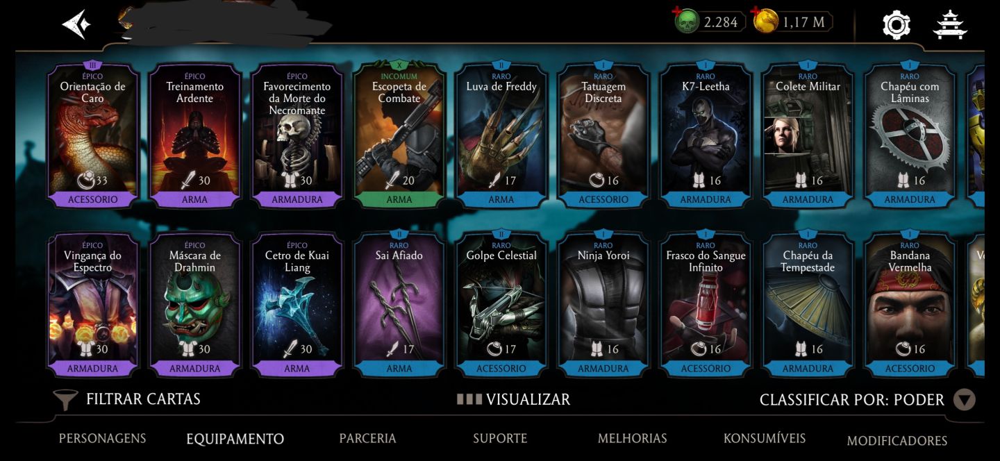 CONTA MK MOBILE - 18 DIAMANTES (RAIN F4, LIU KANG) + 200 CRISTAIS DRAGÃO.