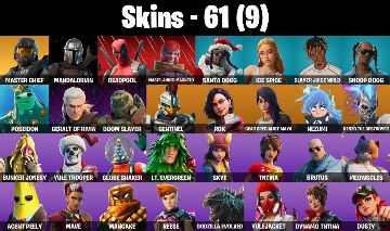 CONTA FORTNITE COM 61 SKINS DAED POOL/SANTA DOGG/ICE SPICE/NEZUMI/RUST