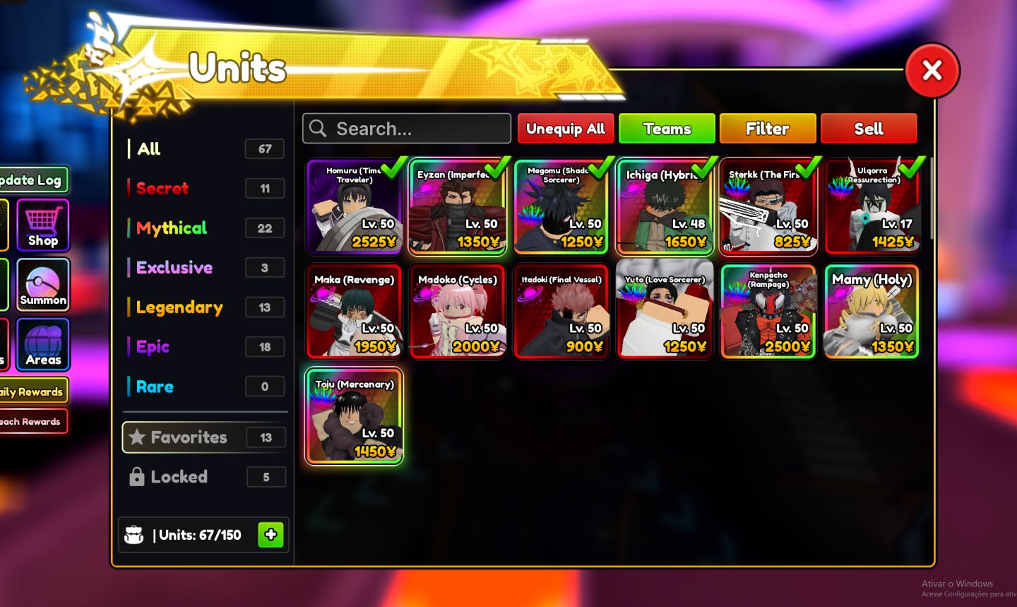 Conta MUITO forte de Anime Ascendants - Quase todos os personagens do jogo!!