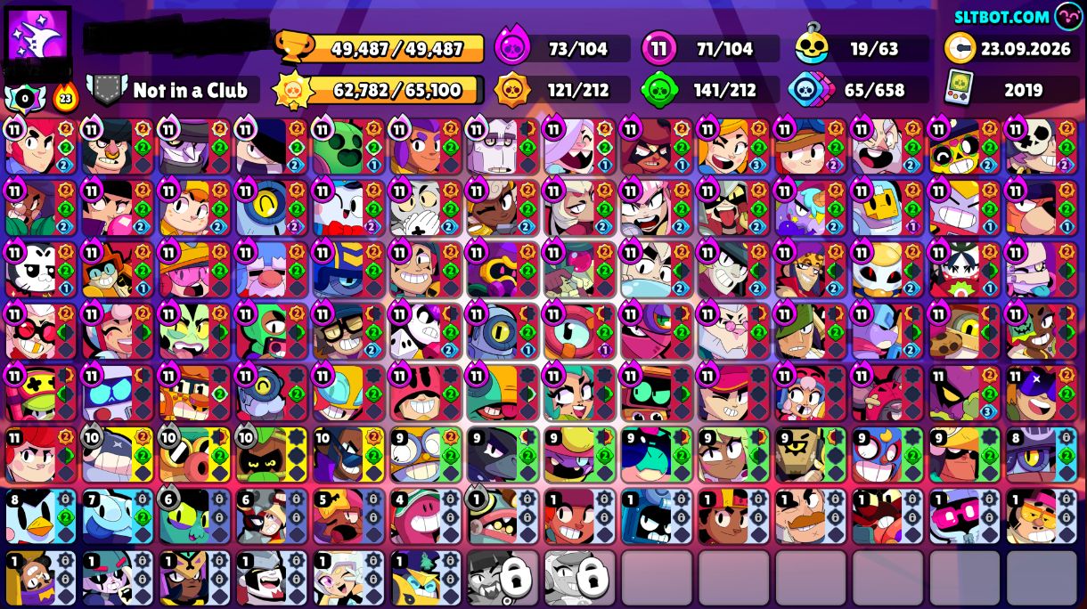 49K+ | 104 BRAWLERS | 73 HIPERCARGAS | 71 PODER 11 | CONTA 2019