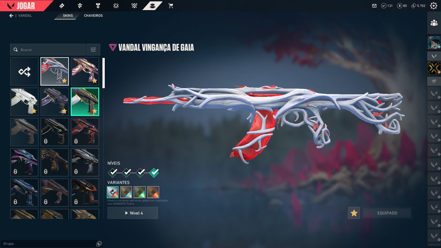 Conta valorant com varias skins com gaia e canivete singuralidade