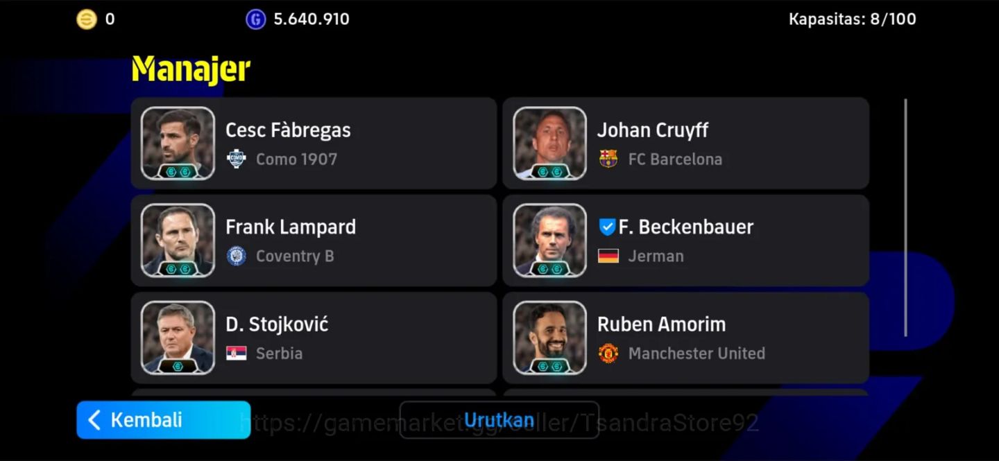 CONTA TOP EFOOTBALL 3217 FC RODRI 107 + HAALAND 106 +MATTHÄUS 105 + BECKENBAUER