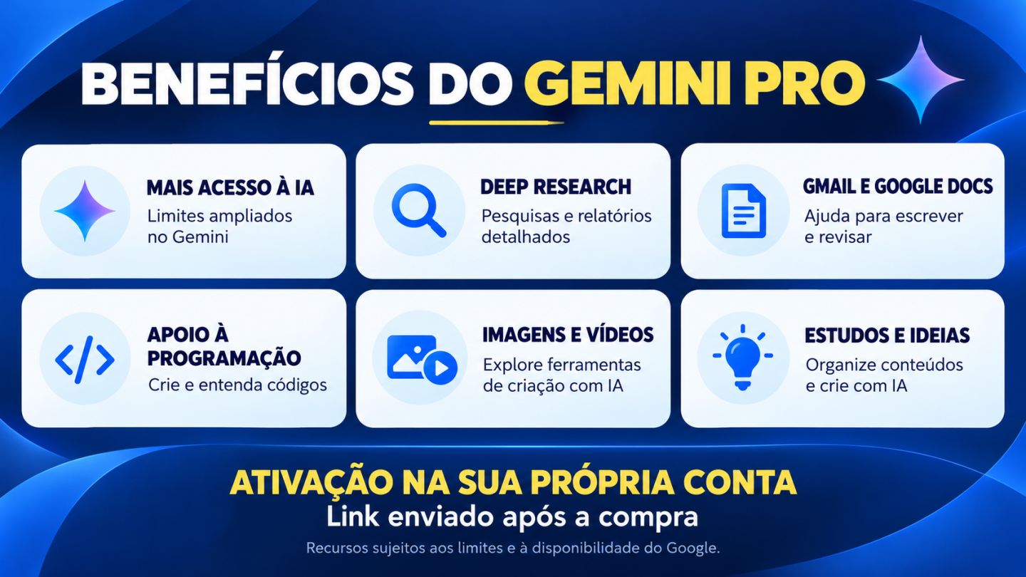 Google Gemini Pro + 5Tb Google One Link Oficial | Ativa no Seu Gmail Pessoal