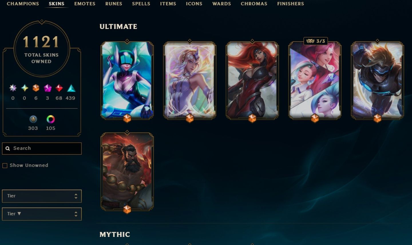 1121 SKINS, 118 CHROMAS - CONTA DE LEAGUE OF LEGENDS