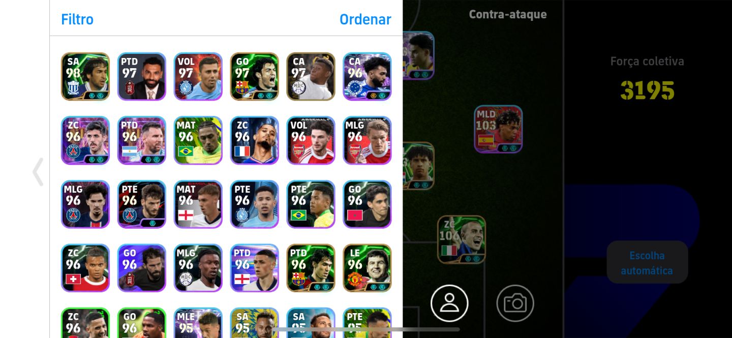 Conta brava de Efootbal, com blitz