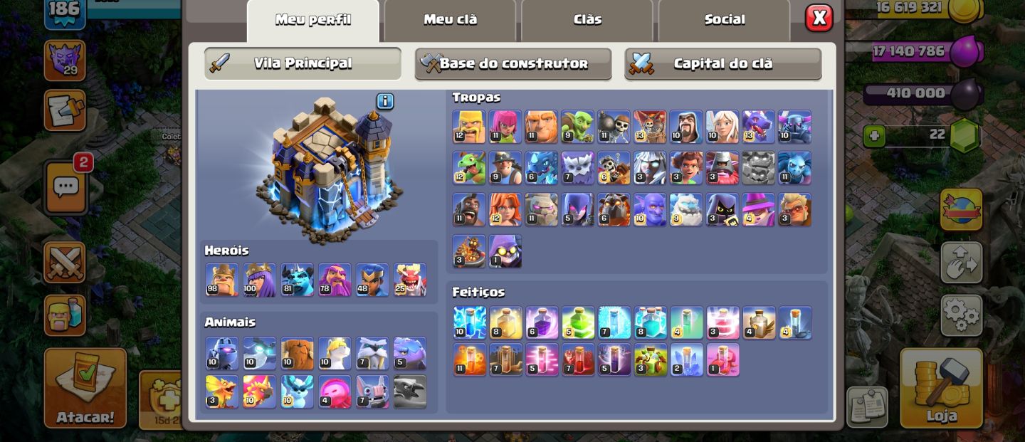 CV 18 clash of clans muito bem upada, confira nas imagens e descrição.
