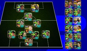 Conta efootball Meta com Buffon 108, cruyff 108, Mathaus 107, dembele 107, etc