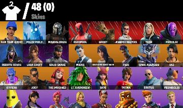 CONTA FORTNITE COM MIDAS, PASSE MARVEL, DEADPOOL, 1.000 V-BUCKS E 48 SKINS