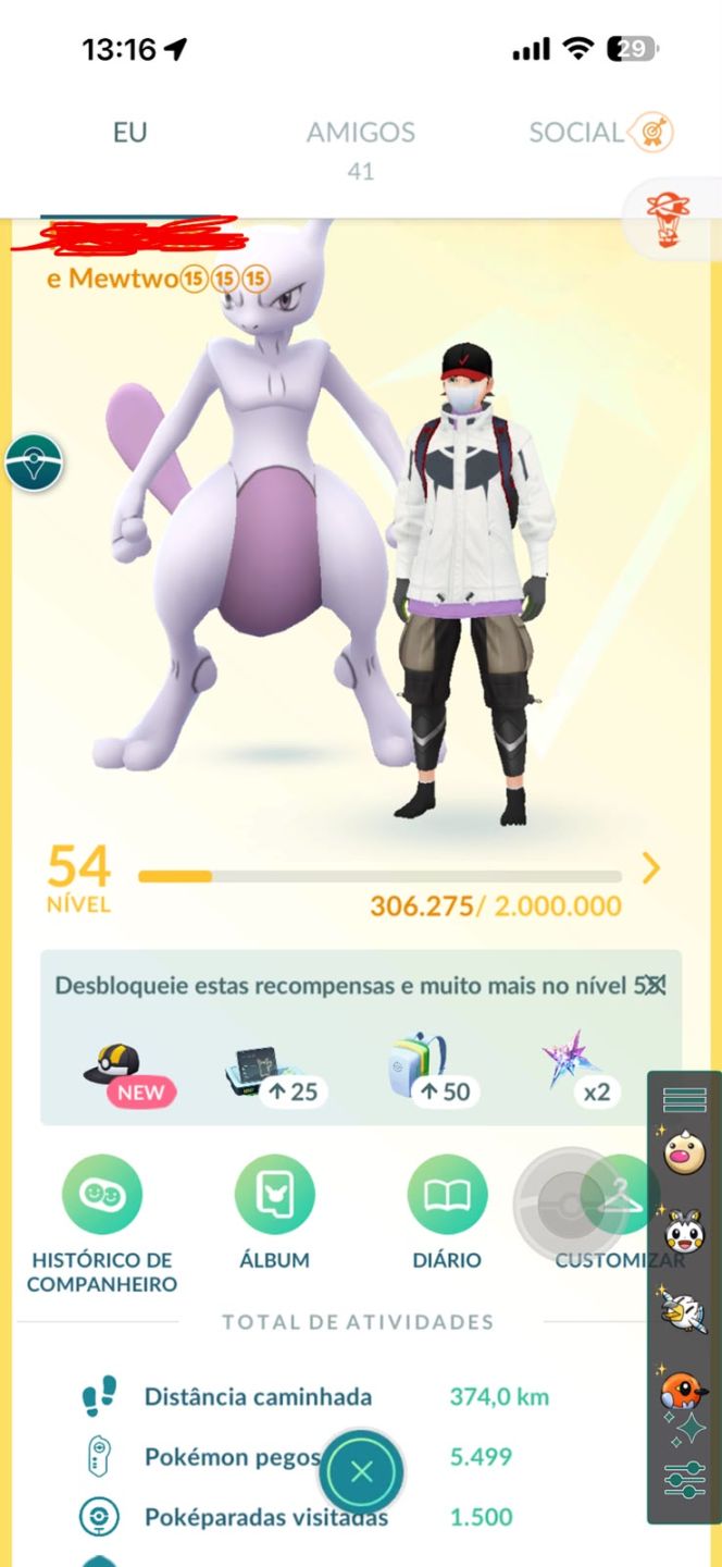Conta Pokémon GO LV 54/54 100%Lendários/299-100%IV/Shinys 156/Shinys 100%: 4